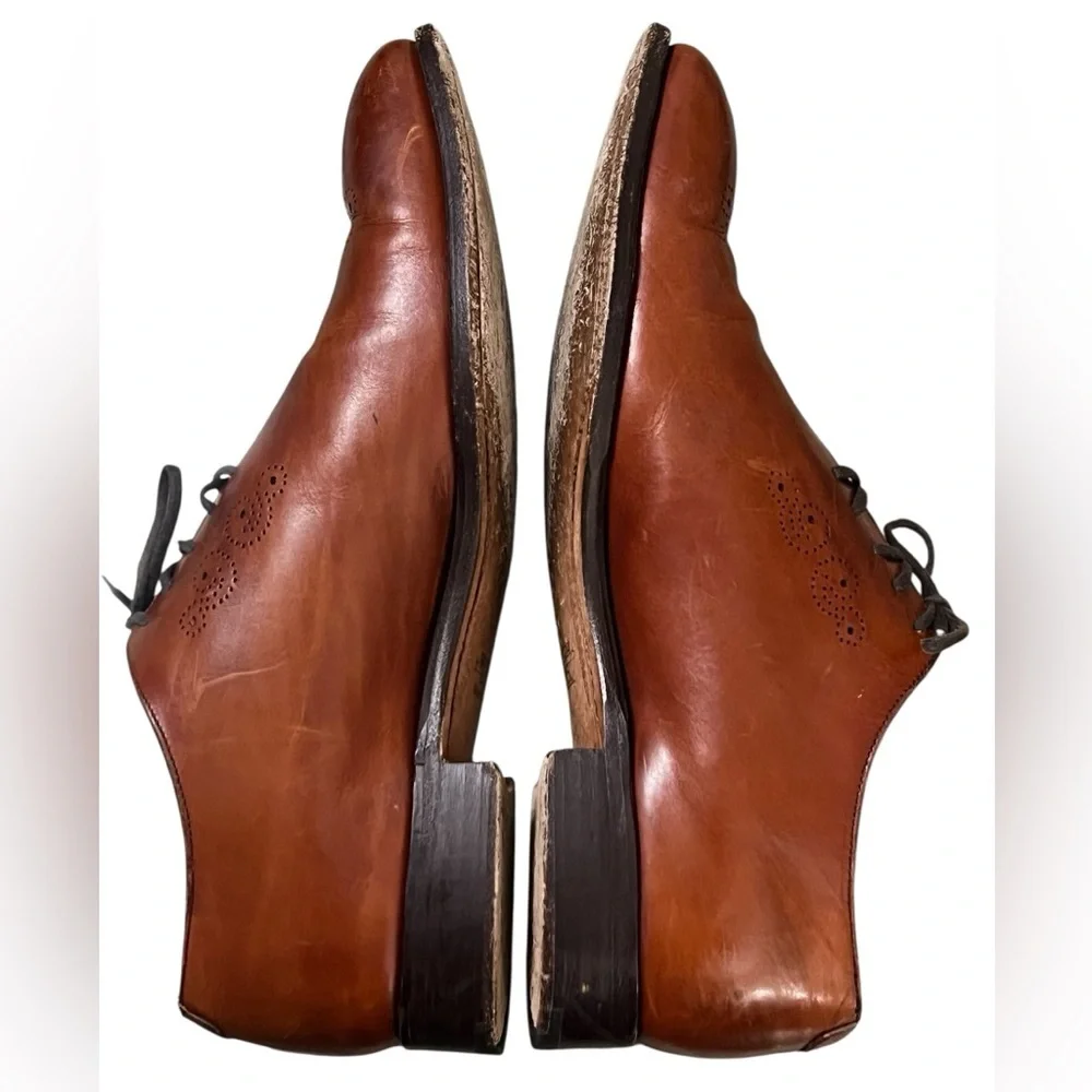 Charles Tyrwhitt men’s brown leather lace up oxford dress shoes Made in England